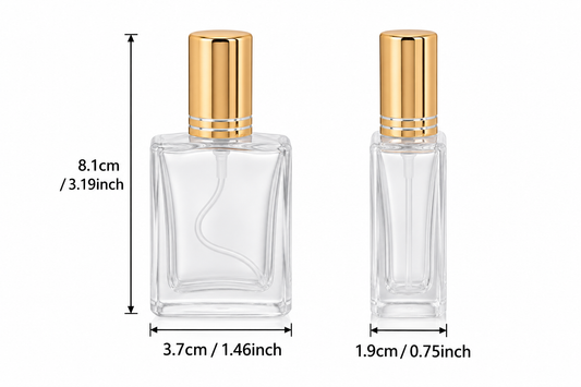 15ml Gold Glass Square Perfume Bottles Empty (Refillable screw cap)